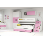 Trojlôžková poschodová posteľ Max1 200x80cm bielo ružová